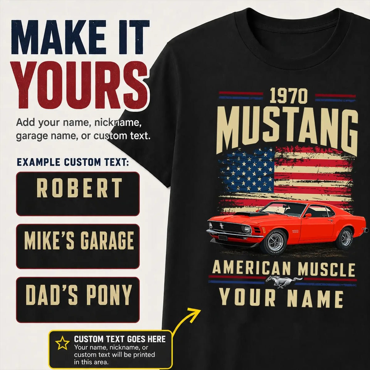 1970 Mustang Muscle Car Personalized Apparel