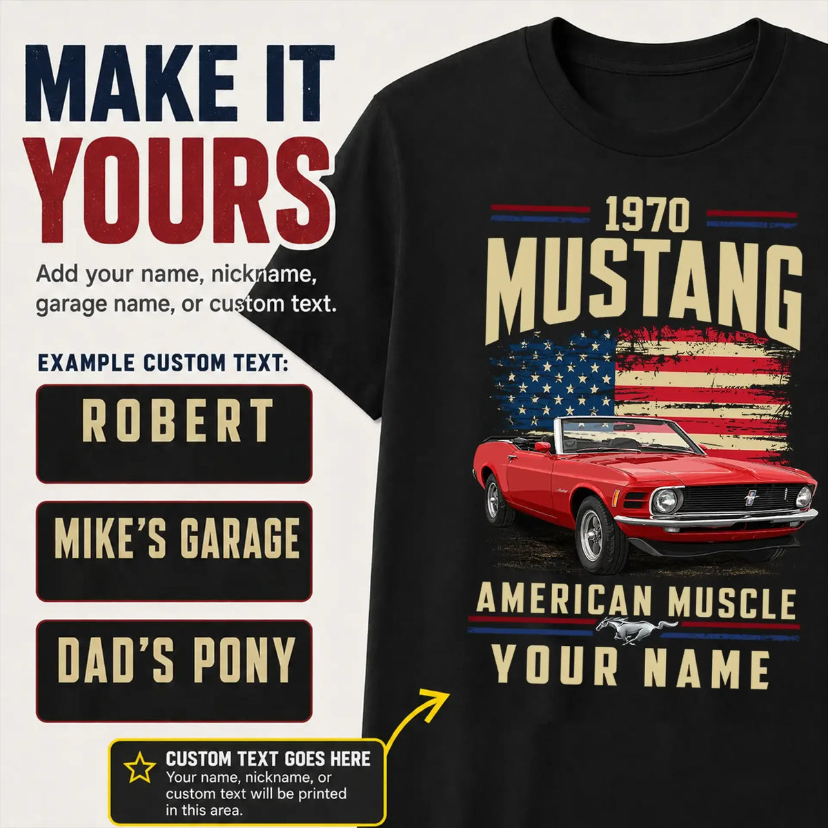 1970 Mustang Muscle Car Personalized Apparel