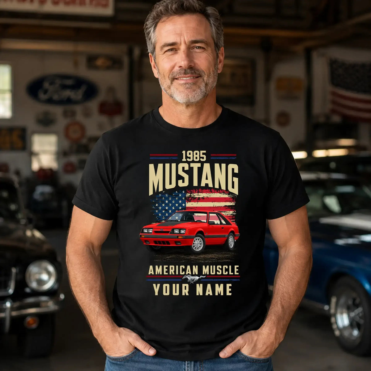 1985 Mustang Muscle Car Personalized Apparel