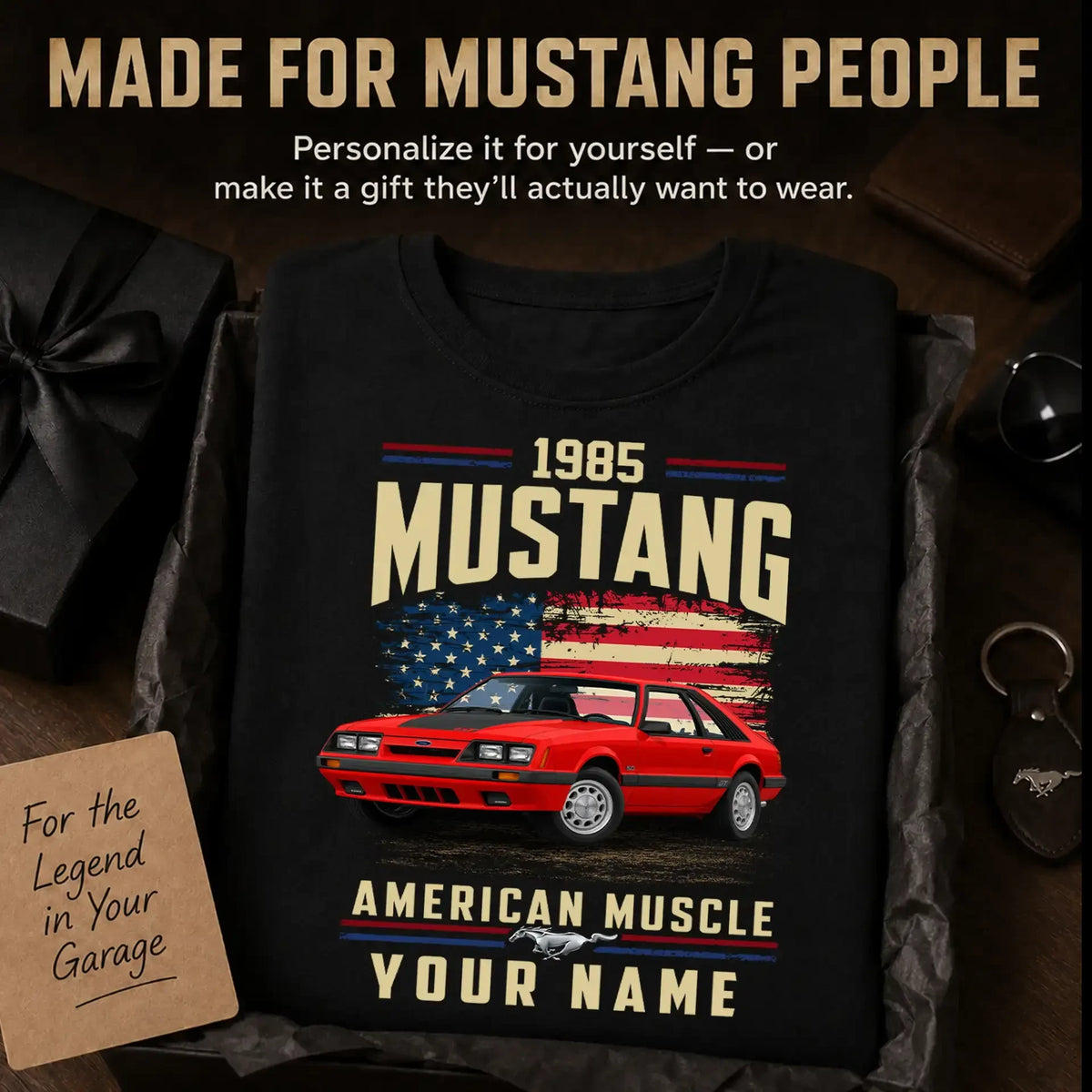 1985 Mustang Muscle Car Personalized Apparel