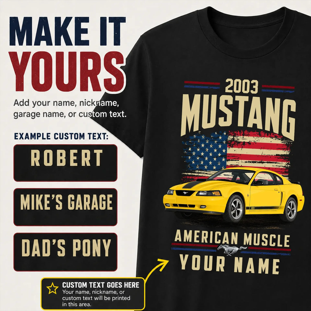 2003 Mustang Muscle Car Personalized Apparel