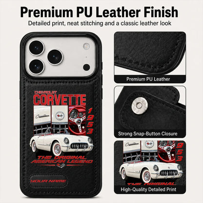 1953 Corvette Personalized Leather Wallet Phone Case