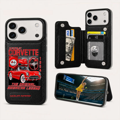 1954 Corvette Personalized Leather Wallet Phone Case