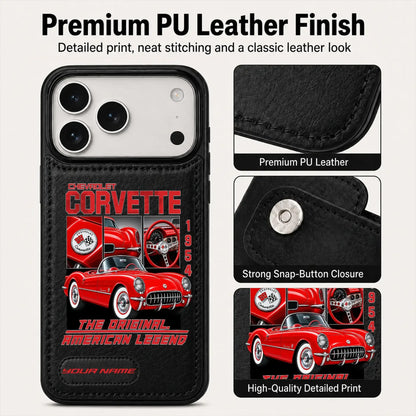 1954 Corvette Personalized Leather Wallet Phone Case