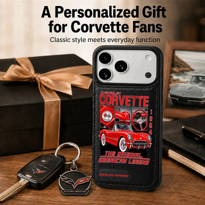 1954 Corvette Personalized Leather Wallet Phone Case