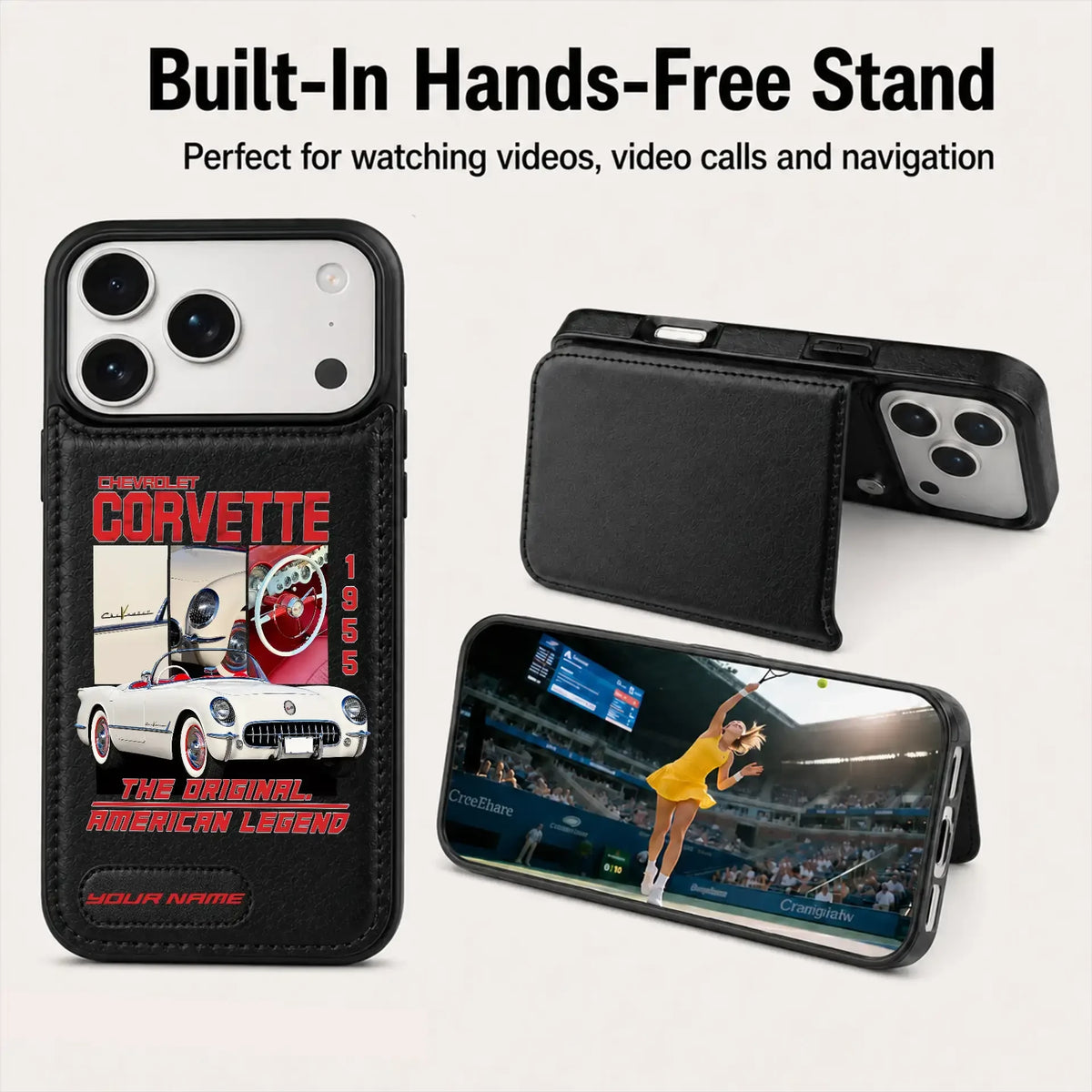 1955 Corvette Personalized Leather Wallet Phone Case