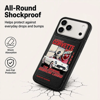 1955 Corvette Personalized Leather Wallet Phone Case