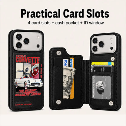 1955 Corvette Personalized Leather Wallet Phone Case