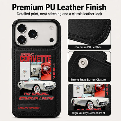 1957 Corvette Personalized Leather Wallet Phone Case