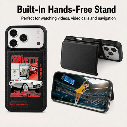 1957 Corvette Personalized Leather Wallet Phone Case