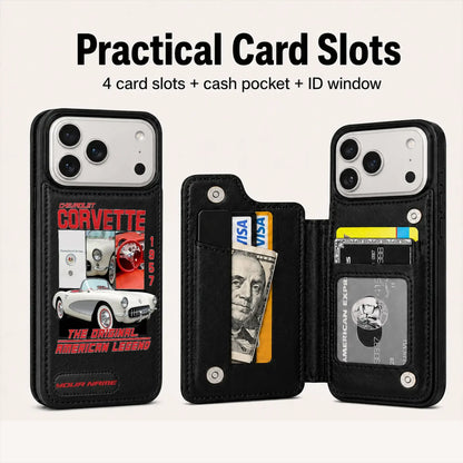 1957 Corvette Personalized Leather Wallet Phone Case