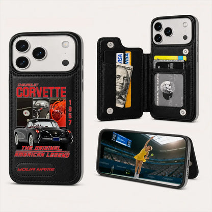 1957 Corvette Personalized Leather Wallet Phone Case