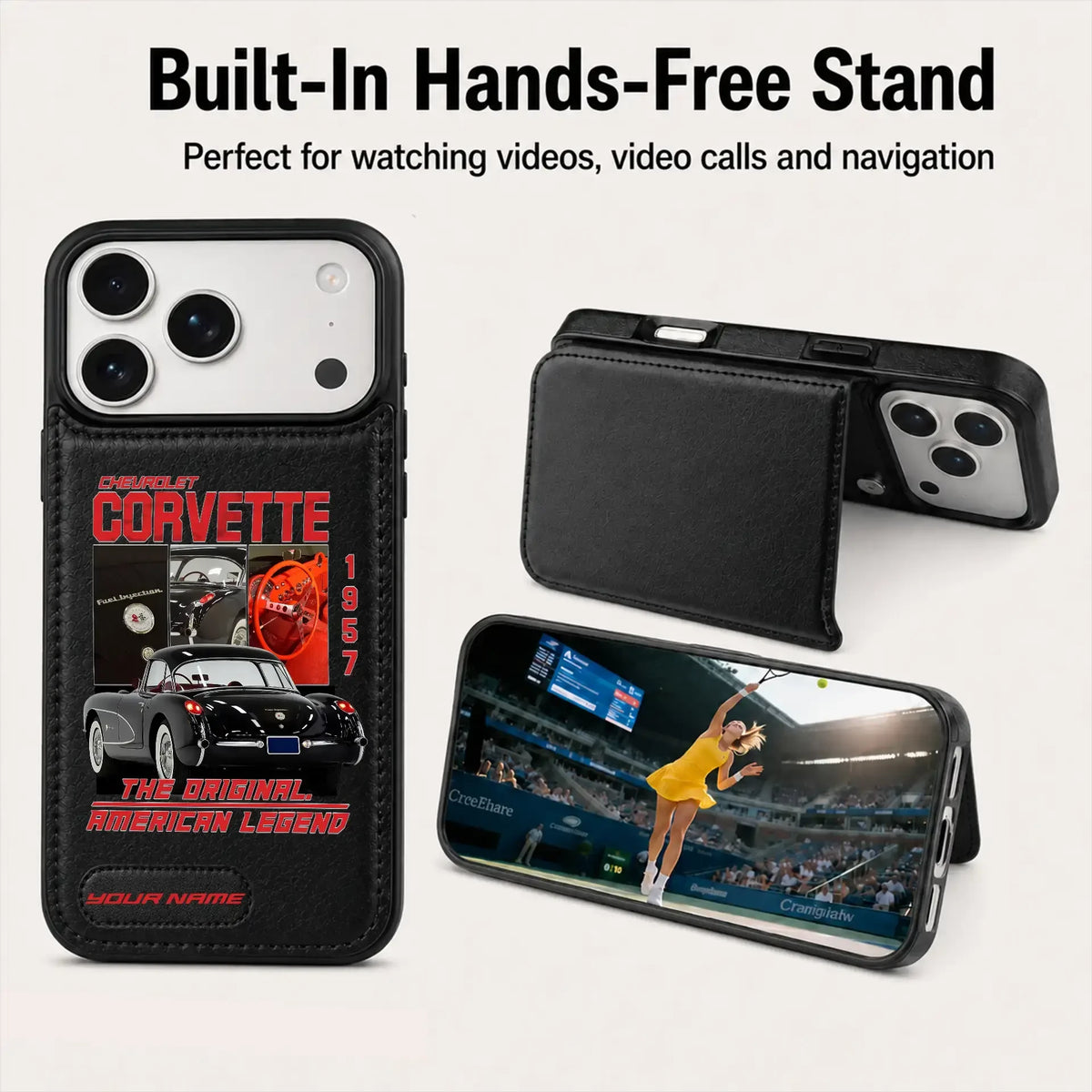 1957 Corvette Personalized Leather Wallet Phone Case