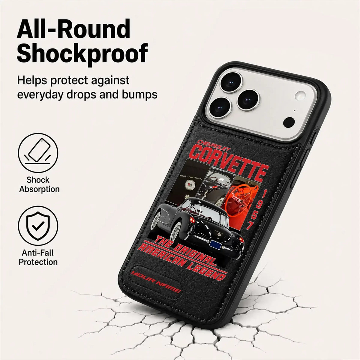 1957 Corvette Personalized Leather Wallet Phone Case