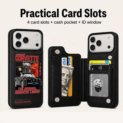 1957 Corvette Personalized Leather Wallet Phone Case