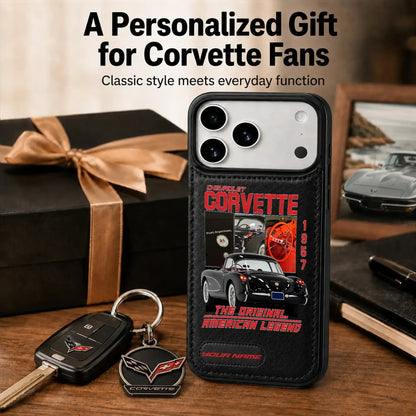 1957 Corvette Personalized Leather Wallet Phone Case
