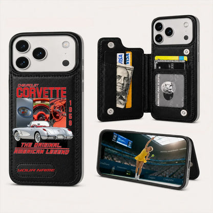 1958 Corvette Personalized Leather Wallet Phone Case