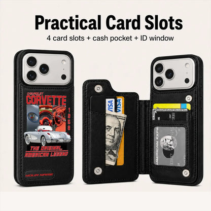 1958 Corvette Personalized Leather Wallet Phone Case
