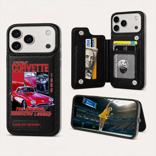 1959 Corvette Personalized Leather Wallet Phone Case