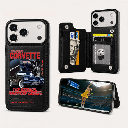 1959 Corvette Personalized Leather Wallet Phone Case