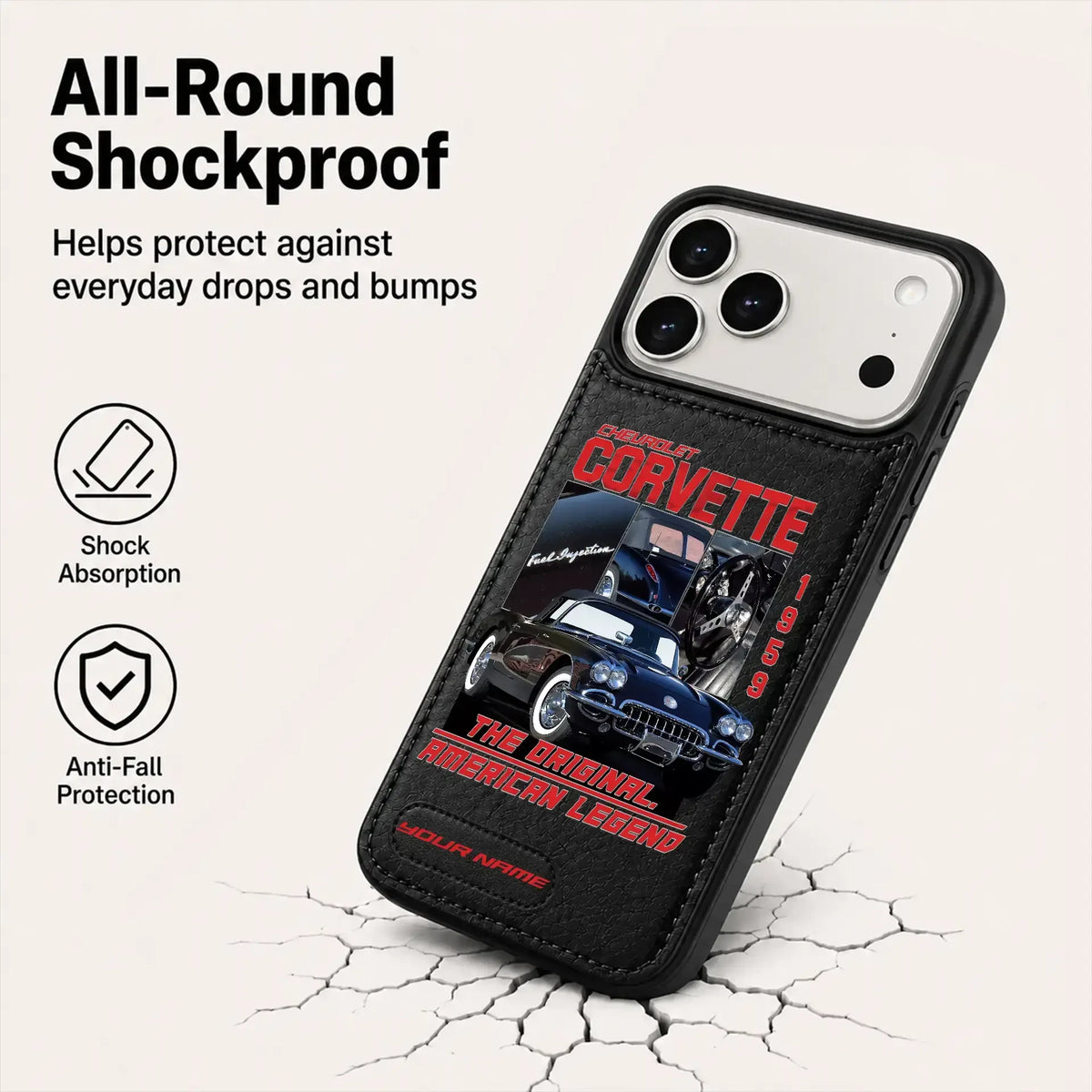 1959 Corvette Personalized Leather Wallet Phone Case