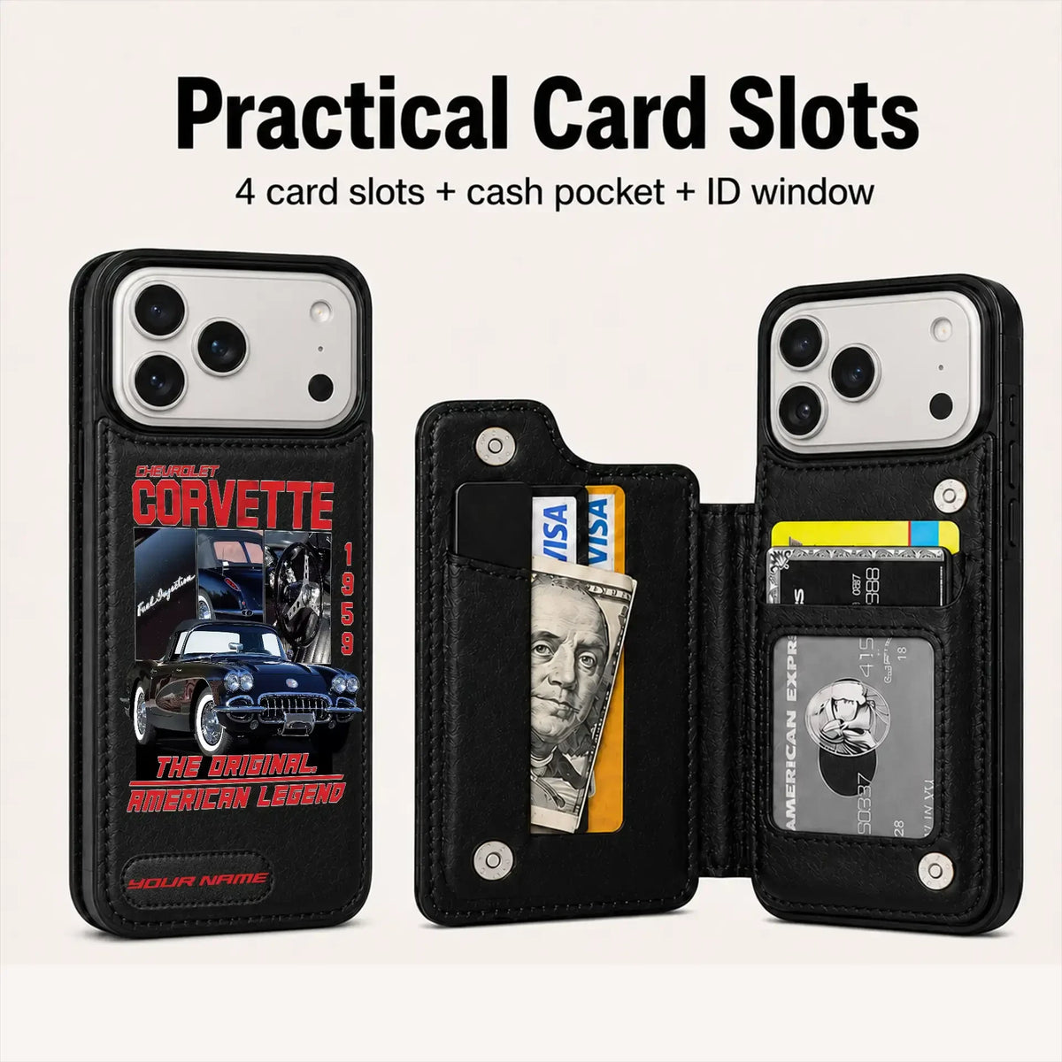 1959 Corvette Personalized Leather Wallet Phone Case