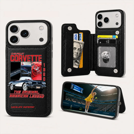 1960 Corvette Personalized Leather Wallet Phone Case