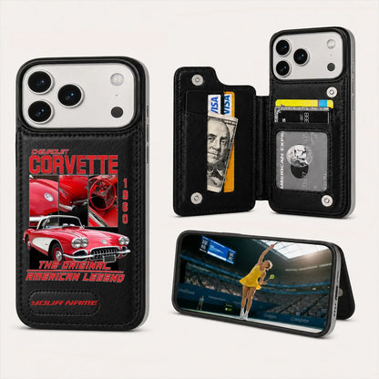 1960 Corvette Personalized Leather Wallet Phone Case