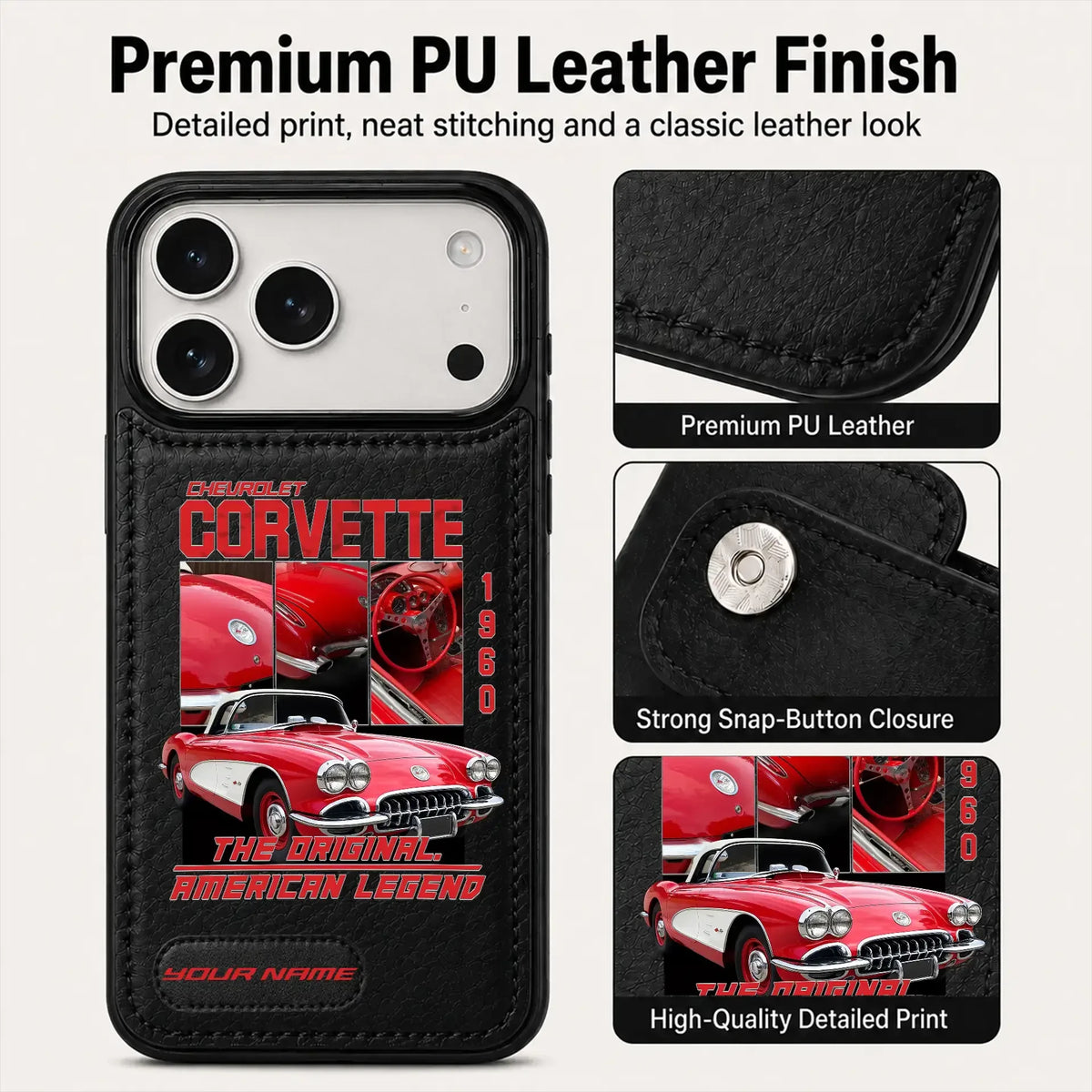 1960 Corvette Personalized Leather Wallet Phone Case