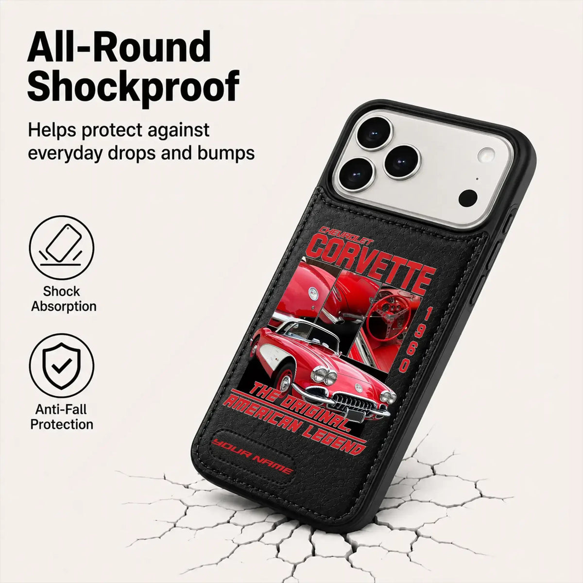 1960 Corvette Personalized Leather Wallet Phone Case