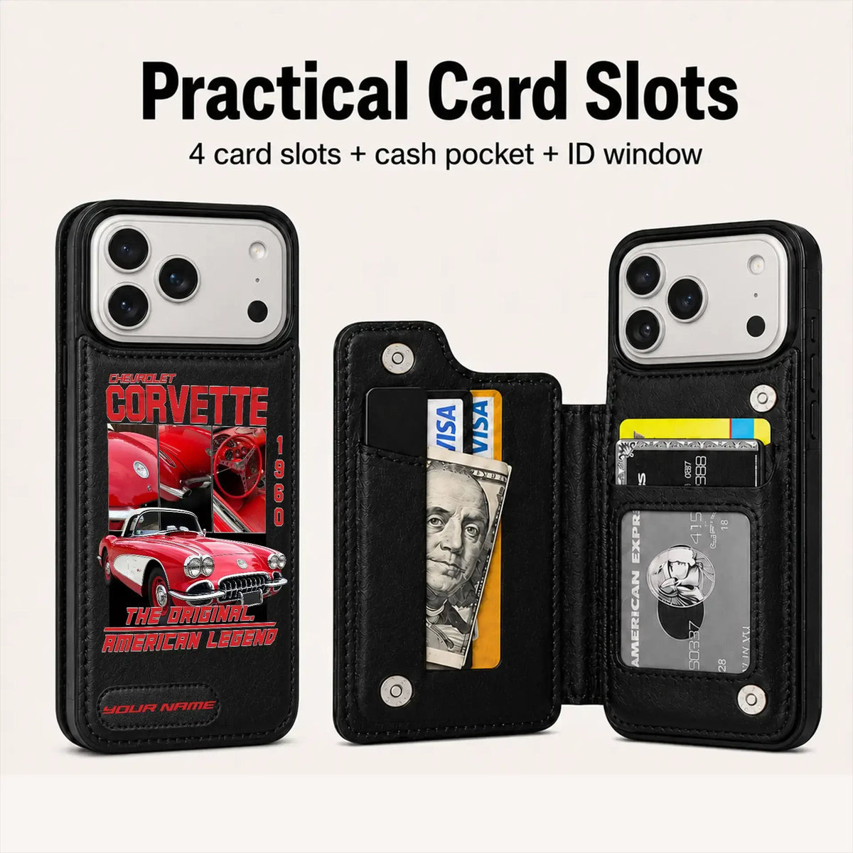 1960 Corvette Personalized Leather Wallet Phone Case
