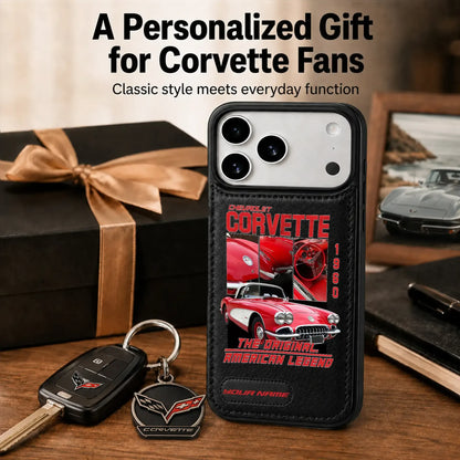 1960 Corvette Personalized Leather Wallet Phone Case