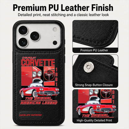 1961 Corvette Personalized Leather Wallet Phone Case