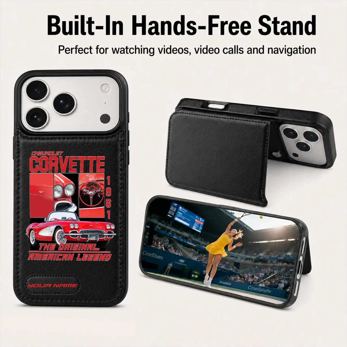 1961 Corvette Personalized Leather Wallet Phone Case