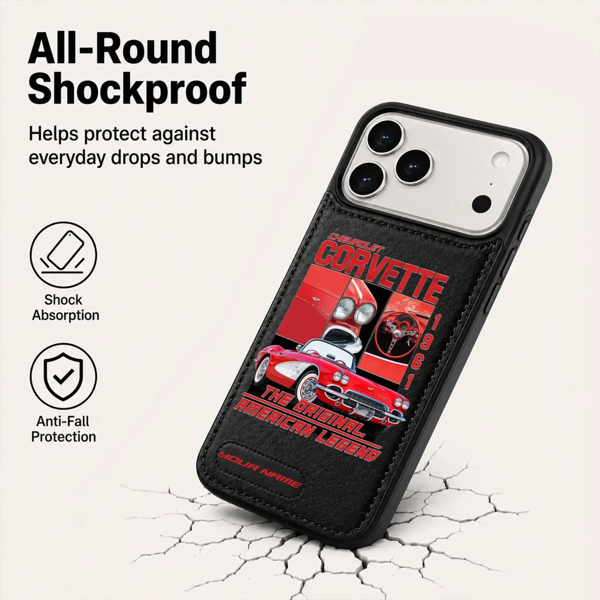 1961 Corvette Personalized Leather Wallet Phone Case