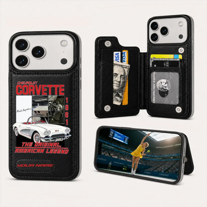 1961 Corvette Personalized Leather Wallet Phone Case
