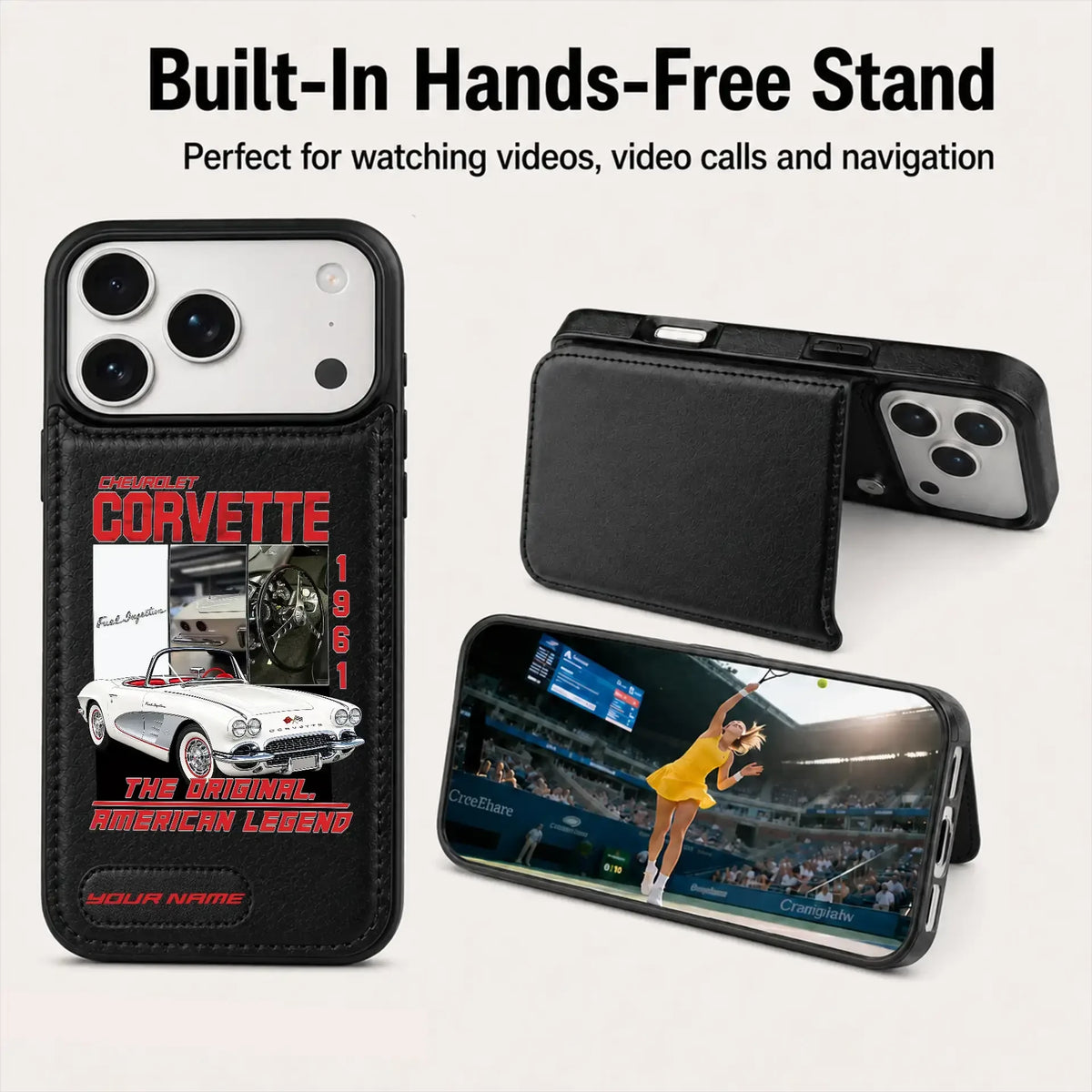 1961 Corvette Personalized Leather Wallet Phone Case