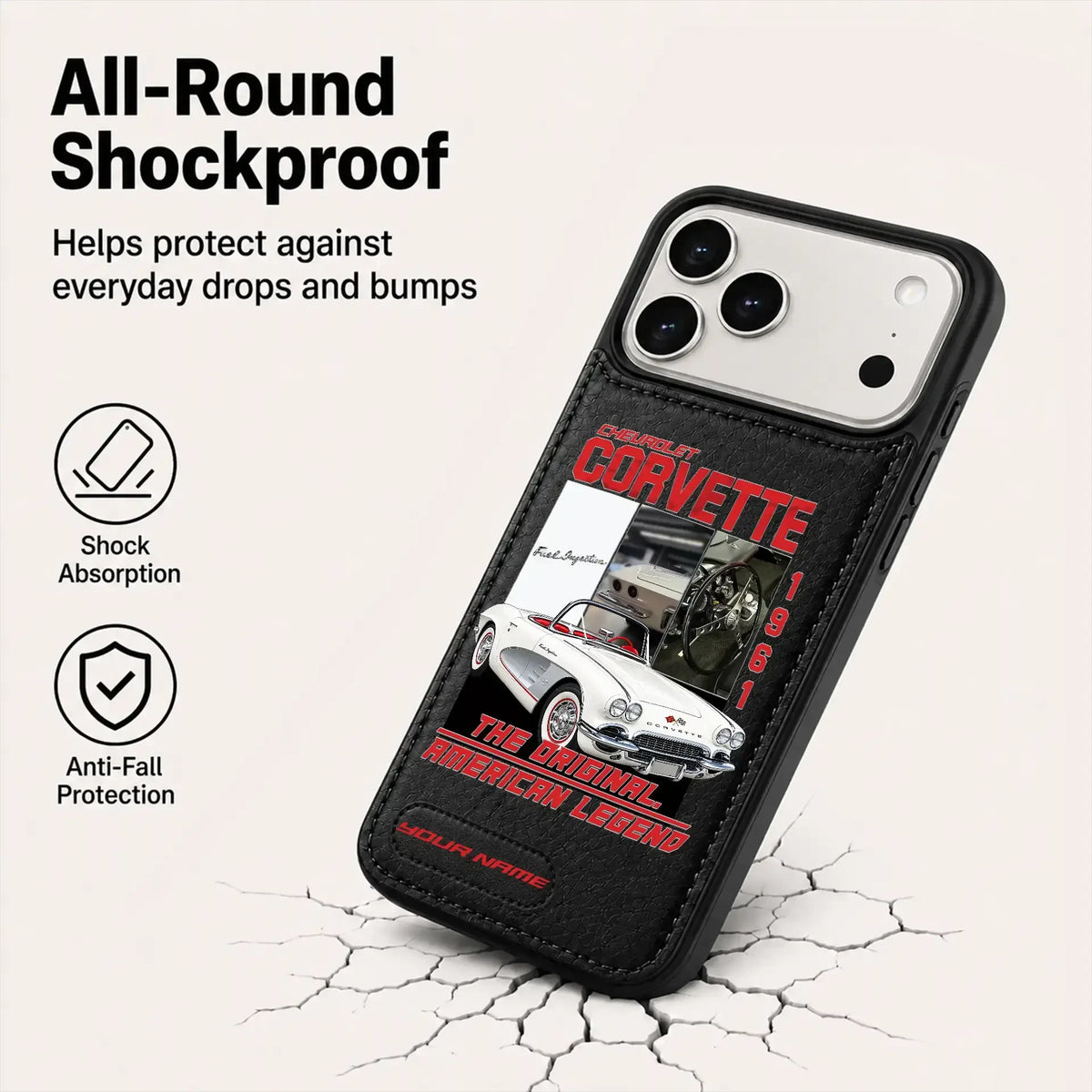 1961 Corvette Personalized Leather Wallet Phone Case