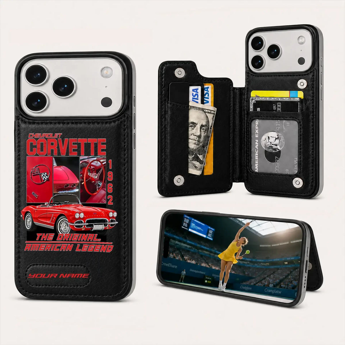 1962 Corvette Personalized Leather Wallet Phone Case