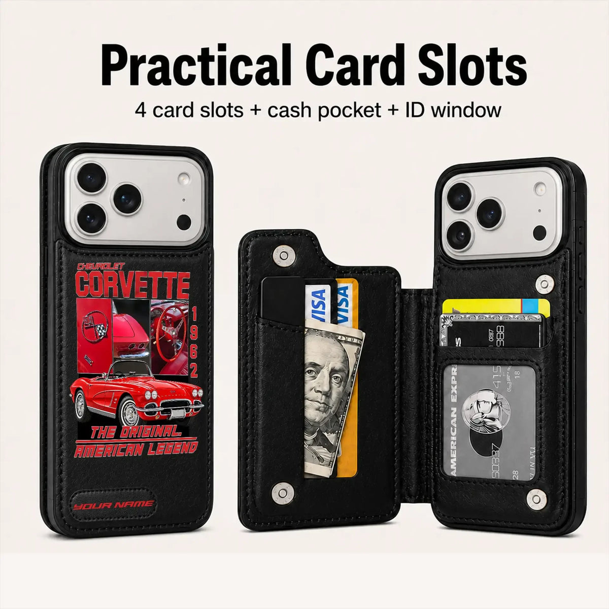 1962 Corvette Personalized Leather Wallet Phone Case