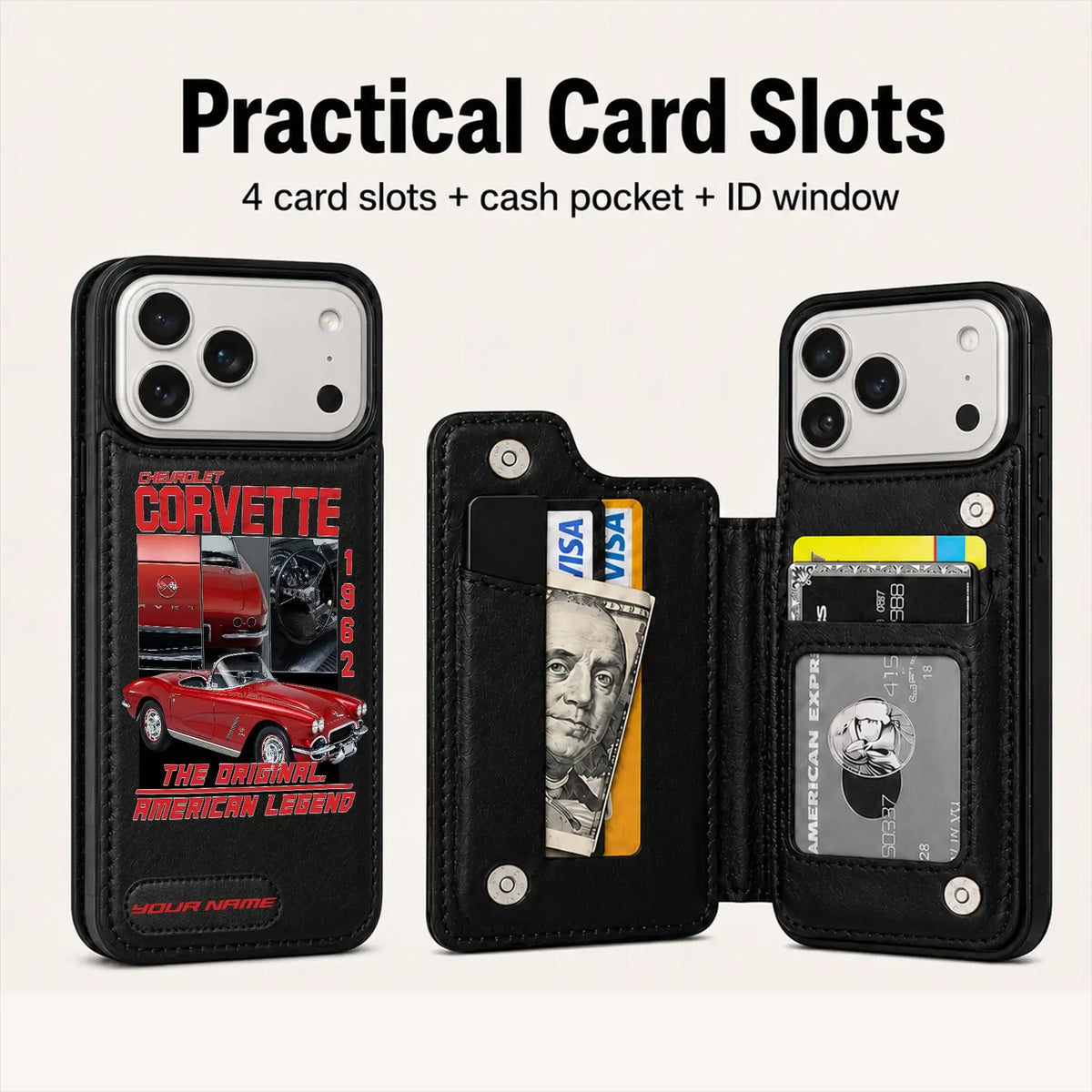 1962 Corvette Personalized Leather Wallet Phone Case