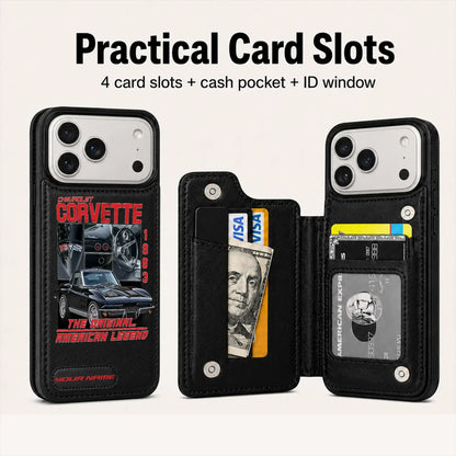1963 Corvette Personalized Leather Wallet Phone Case