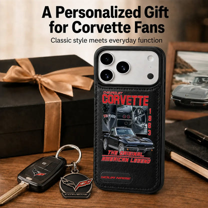 1963 Corvette Personalized Leather Wallet Phone Case