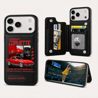 1963 Corvette Personalized Leather Wallet Phone Case