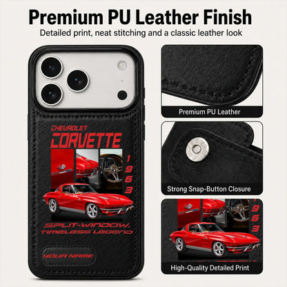 1963 Corvette Personalized Leather Wallet Phone Case