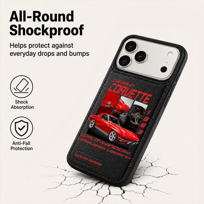 1963 Corvette Personalized Leather Wallet Phone Case
