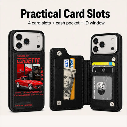1963 Corvette Personalized Leather Wallet Phone Case