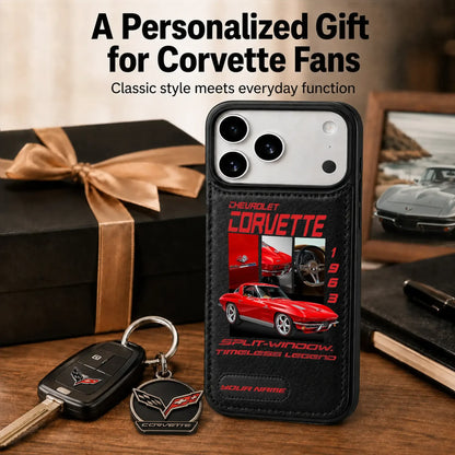 1963 Corvette Personalized Leather Wallet Phone Case