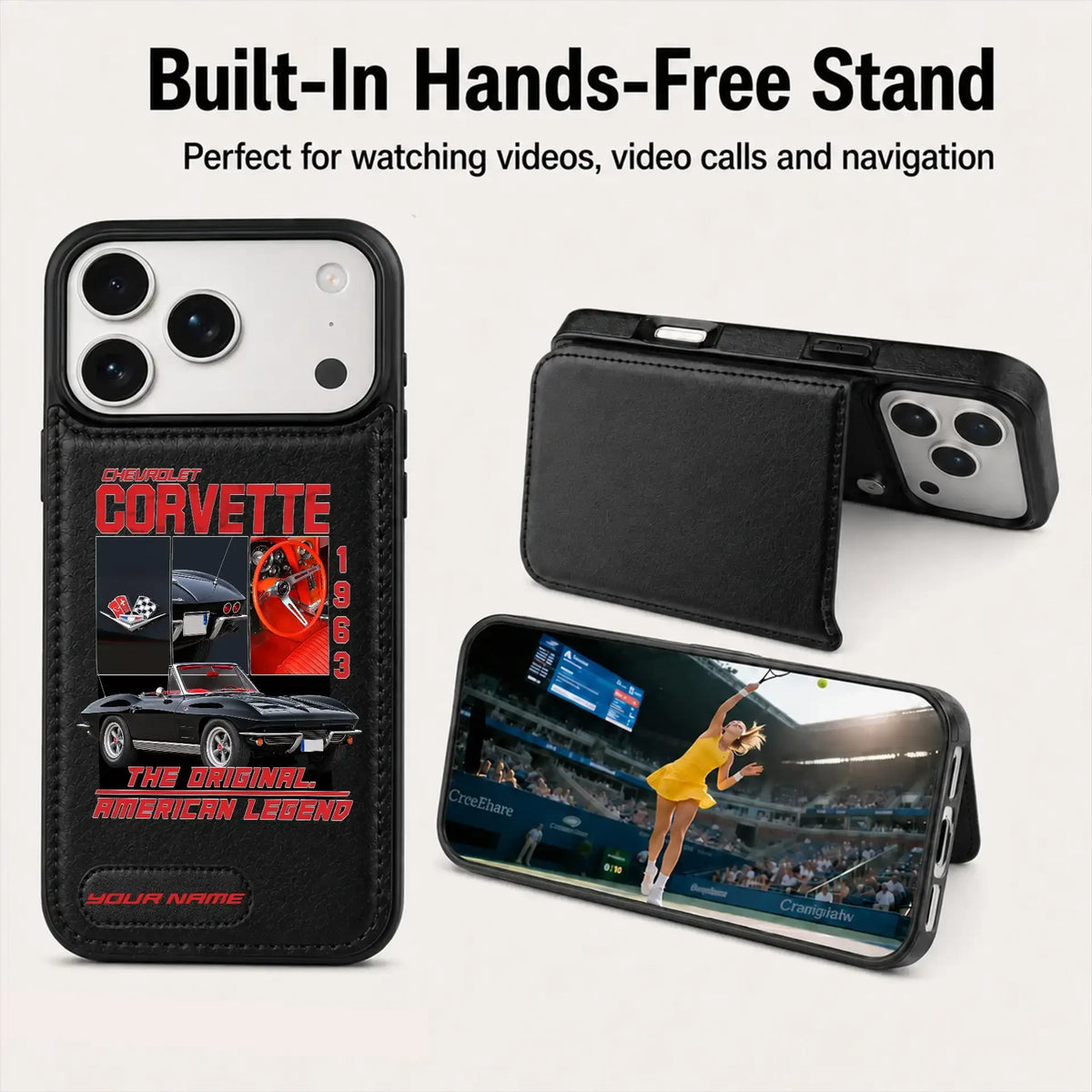 1963 Corvette Personalized Leather Wallet Phone Case