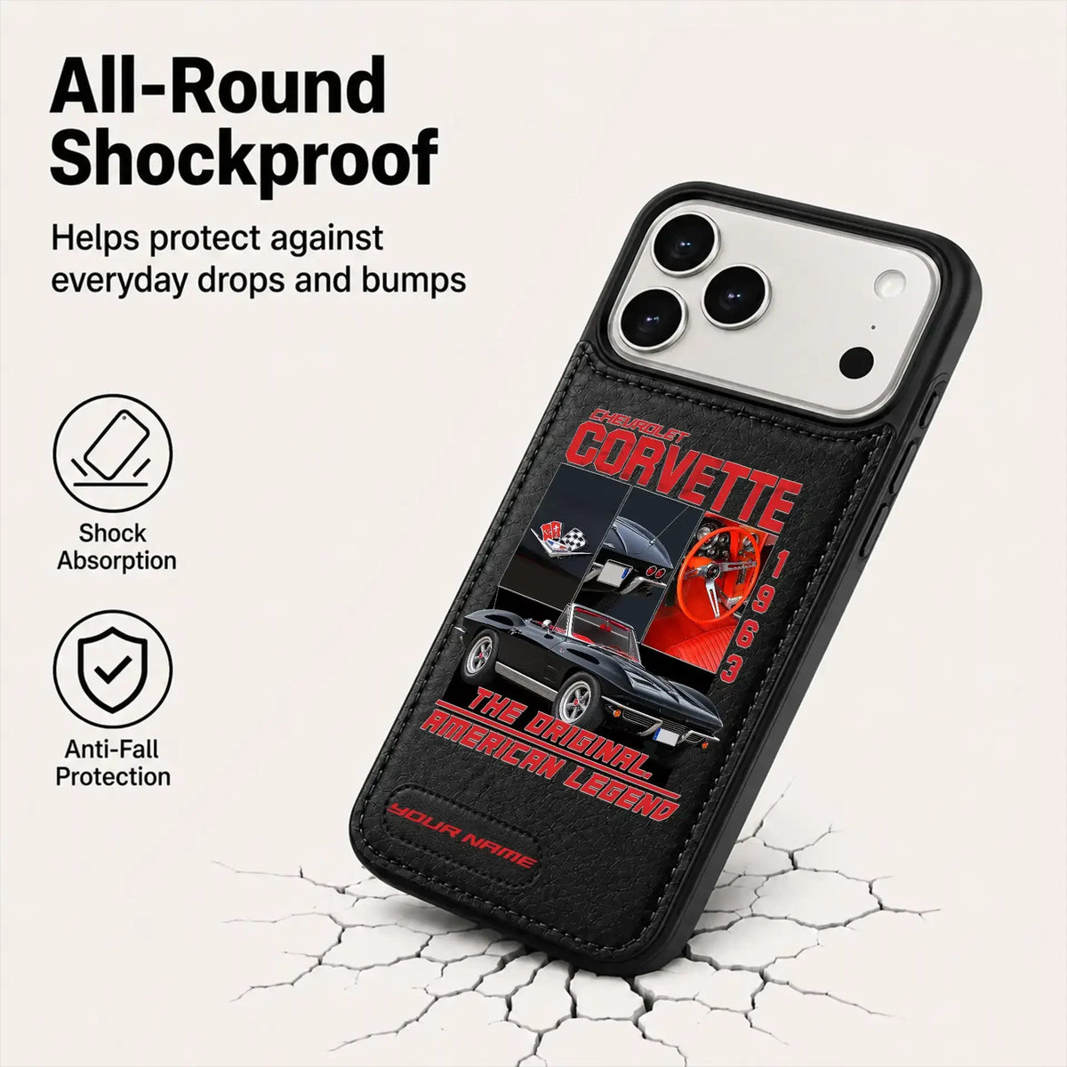 1963 Corvette Personalized Leather Wallet Phone Case